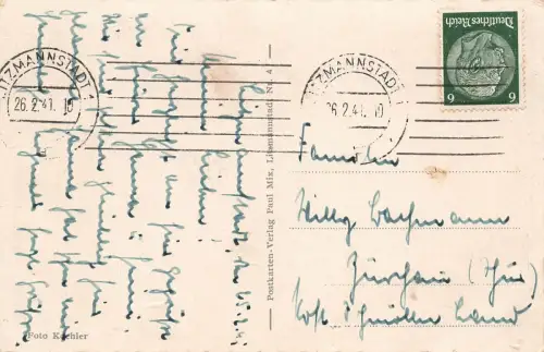 Straßenansicht mit Straßenbahn in Litzmannstadt Łódź Polen Postkarte AK 1941