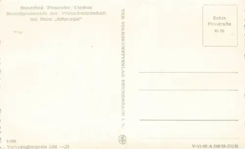 Strandpromenade der Völkerfreundschaft mit Heim Schmirgal Zinnowitz Mecklenb. AK