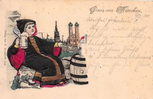 Gruss aus München Postkarte AK geprägt