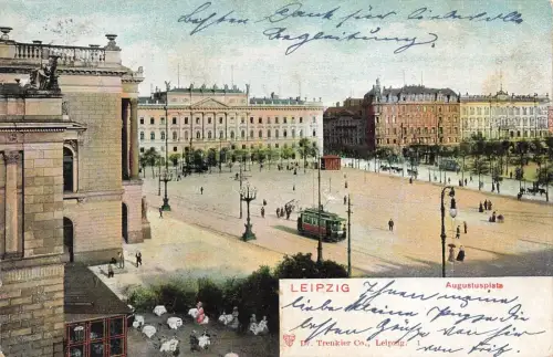 Ansicht Augustusplatz mit Straßenbahn Leipzig Sachsen Postkarte AK 1904