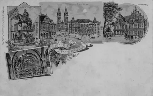 Gruss aus Bremen Gewerbehaus Rathaus Dom Börse Postkarte