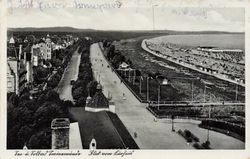 Blick vom Kurhaus auf Swinemünde Pommern Postkarte AK 1938