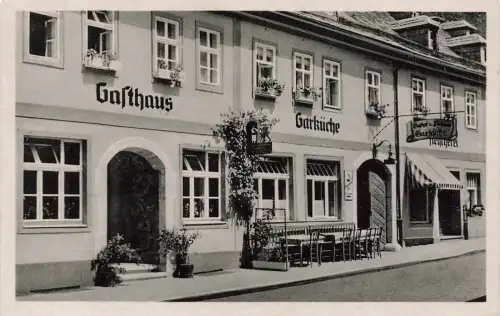 Gaststätte zur Garküche in Leutenberg Thüringen Postkarte AK 1956