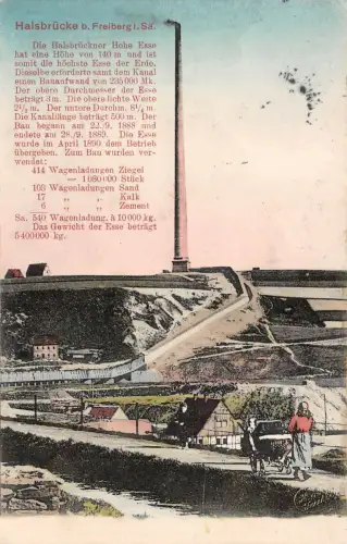 140 m Hohe Esse Halsbrücke bei Freiberg Sachsen Postkarte AK 1908