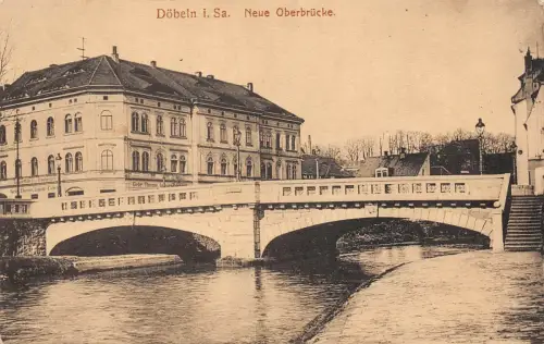 Döbeln i. Sa. Neue Oberbrücke Postkarte 1915