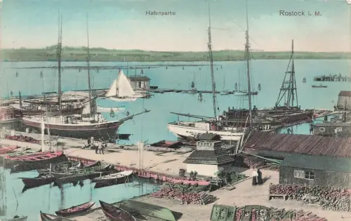 Rostock i.M. Hafenpartie Postkarte AK