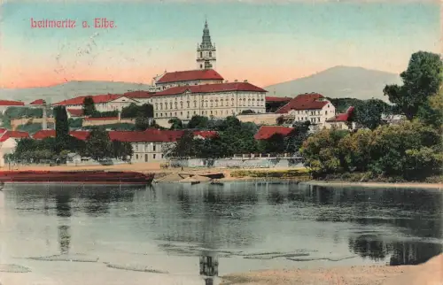 Blick zum Kathedrale in Leitmeritz Böhmen Postkarte AK 1908