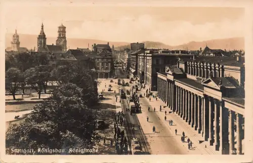 Königsbau und Königsstraße in Stuttgart Baden-Württemberg Postkarte AK 1939