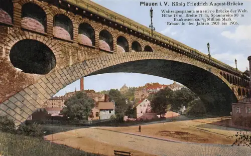 Plauen i. V. König Friedrich August-Brücke Feldpostkarte AK 1916