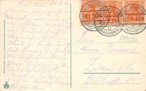 Lauterbach im Erzgebirge Postkarte AK 1921