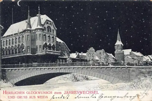 Gruss aus Weida Café, Museum Thüringen Postkarte AK 1903