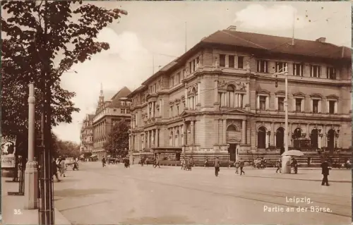 Partie an der Börse Straßenansicht Leipzig Sachsen Postkarte AK 1926