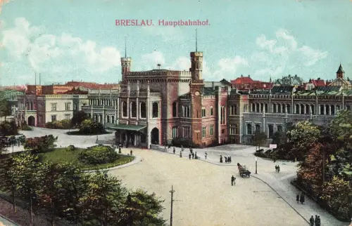 Hauptbahnhof in Breslau Schlesien Postkarte AK 1915
