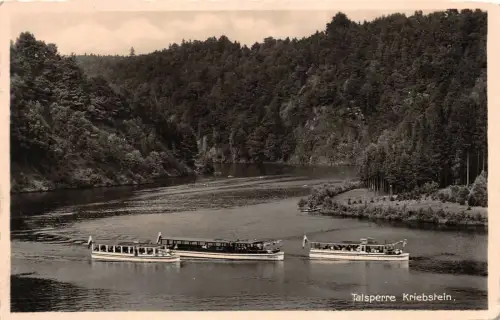 Talsperre Kriebstein Boote Gaststätte Postkarte AK