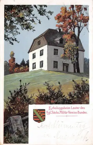 Erholungsheim des Militär Bundes in Lauter Erzgebirge Sachsen Postkarte 1913