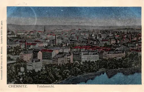 Stadtansicht von Chemnitz Sachsen Postkarte AK 1907