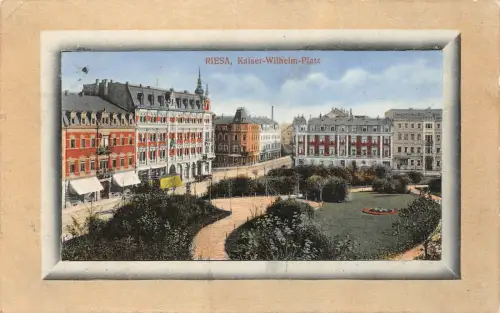 Riesa Kaiser-Wilhelm-Platz Postkarte AK 1916