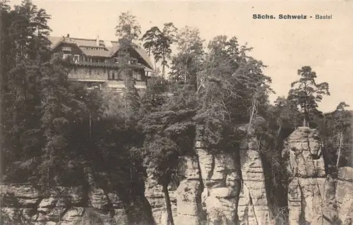 Bastei in der Sächsischen Schweiz Sachsen Postkarte AK