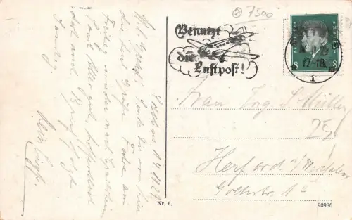 Cottbus Frauen auf Spremberger Straße Postkarte Luftpost 1929