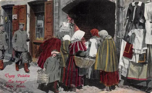 Typy Polskie "Na targu" Poln. Markt Postkarte AK
