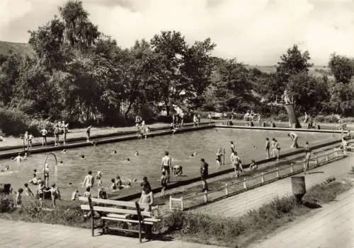 Schwimmbad Freibad Steinbach Hallenberg Thüringen Postkarte AK