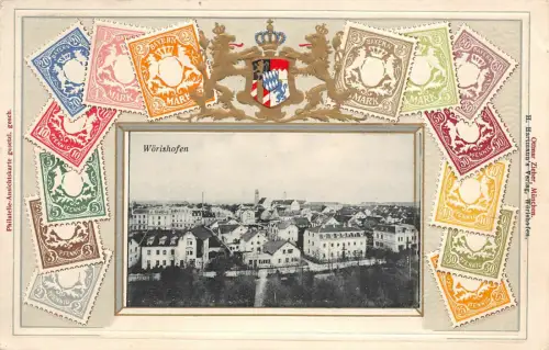 AK Bad Wörishofen 1911 Briefmarke Bayern geprägt