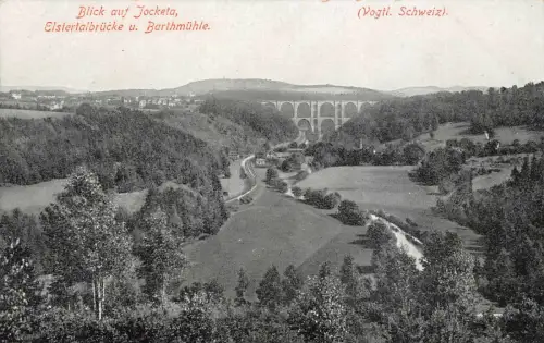 Blick auf Jocketa mit Elstertalbrücke und Bartmühle Vogtland Sachsen Postkarte