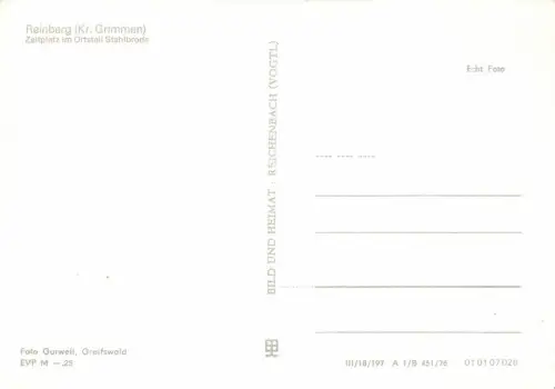 Zeltplatz im Ortsteil Stahlbrode Reinberg Mecklenburg-Vorpommern Postkarte AK