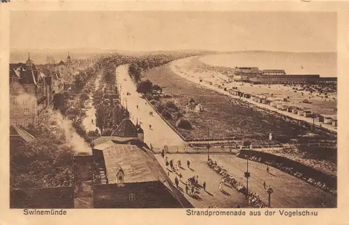 Swinemünde Świnoujście Vogelschau Strandpromenade Postkarte 1927