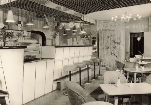 Konsum Espresso-Bar Grünheide Mark Brandenburg Postkarte AK 1976