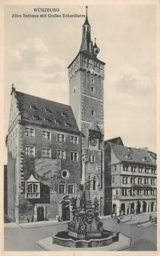 Würzburg Altes Rathaus mit Grafen Eckardturm AK