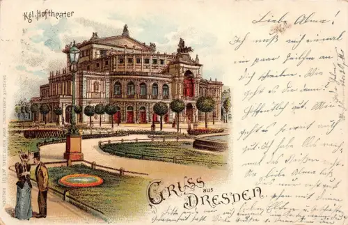 Gruss aus Dresden Kgl. Hoftheater Postkarte AK 1900