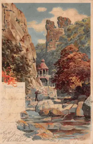 Bodethor Bodethal Thale Harz Postkarte AK 1899
