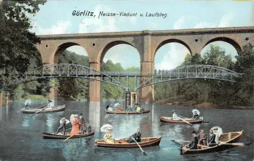 Görlitz Neisse-Viaduct u. Laufsteg AK 1912