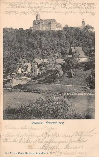 Blick auf Schloss Rochsburg Sachsen Postkarte AK 1900