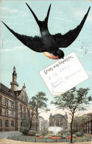 Gruss aus Chemnitz Sachsen Postkarte AK 1907