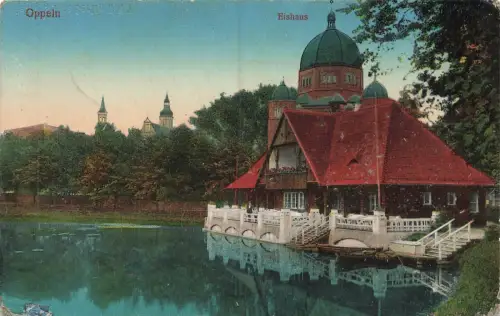Eishaus in Oppeln Opole Schlesien Postkarte AK 1916