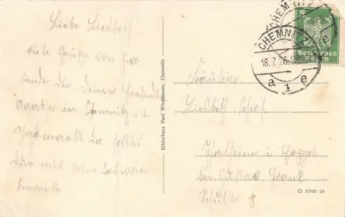 Zeisigwaldschenke in Chemnitz Sachsen Postkarte AK 1926