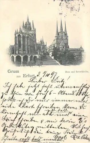 Gruss aus Erfurt Dom und Severikirche Postkarte AK 1897