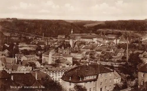 Stadtansicht Blick auf Waldheim Sachsen Postkarte