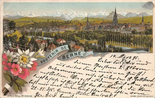 Souvenir de Berne (Bern) Postkarte 1895