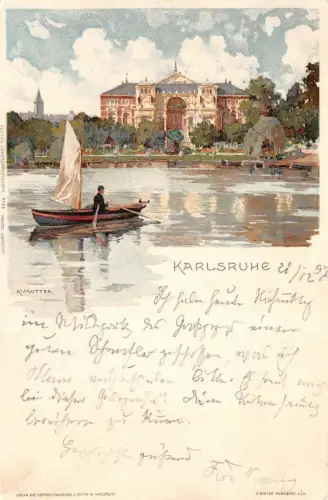 Karlsruhe Ansicht Boot Baden-Württemberg Postkarte AK 1897