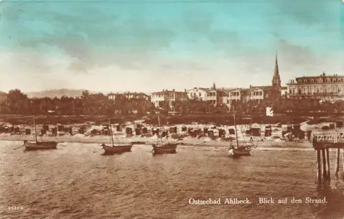 Ostseebad Ahlbeck Blick auf den Strand Postkarte AK 1923