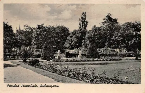 Ostseebad Swinemünde Kurhausgarten Postkarte AK 1944