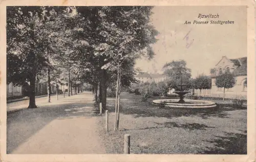 Rawitsch Am Posener Stadtgraben Postkarte Posen Rawicz 1918