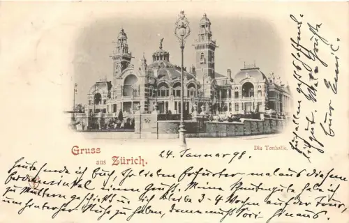 Gruss aus Zürich Die Tonhalle Postkarte 1898