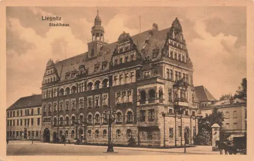 Ansicht Stadthaus Liegnitz Legnica Schlesien Postkarte AK