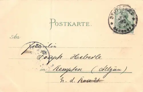 Zur Erinnerung 25 jähr. Jubiläum schwäb. Kriegerbund Stuttgart Postkarte AK 1902
