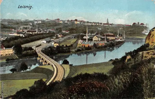 Stadtansicht von Leisnig in Sachsen Postkarte AK 1915