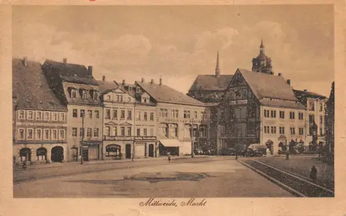 Marktplatz in Mittweida Sachsen Postkarte AK 1925